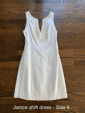 Lilly Pulitzer Janice Shift Dress Resort White/Gold Size 6 EUC